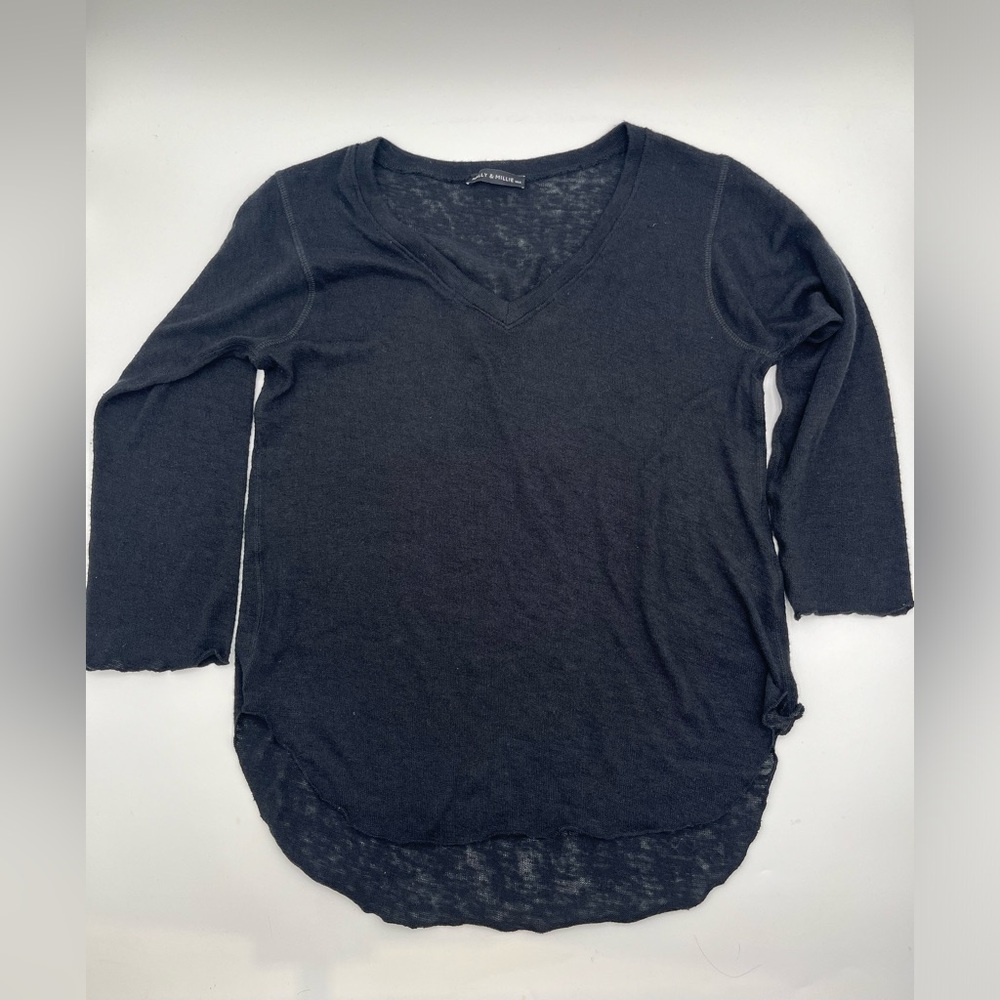 Nally &Millie v-neck marled knit sweater  black size S